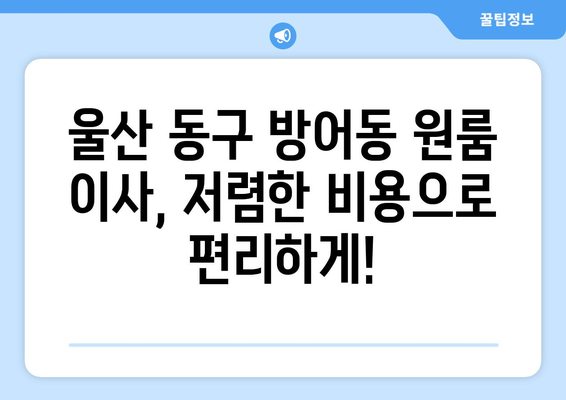 울산광역시 동구 방어동 이삿짐센터 원룸이사 포장이사 이사비용 견적