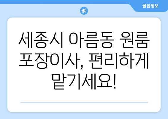 세종특별자치시 세종시 아름동 이삿짐센터 원룸이사 포장이사 이사비용 견적