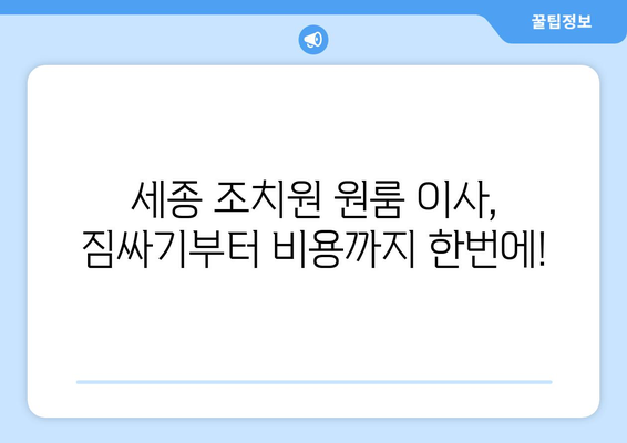 세종특별자치시 세종시 조치원읍 이삿짐센터 원룸이사 포장이사 이사비용 견적